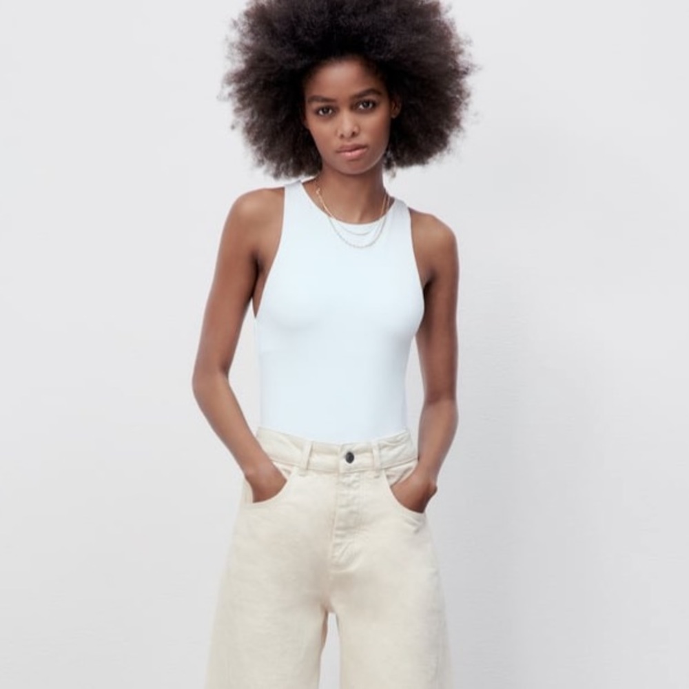 Zara White Halterneck Bodysuit